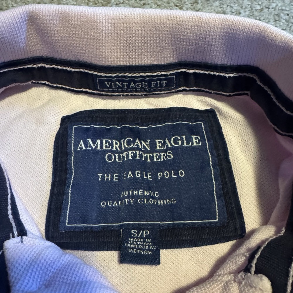 American Eagle Men's Polo Shirt Size Small Vintage Fit Pink Short Sleeve Casual - Picture 3 of 5